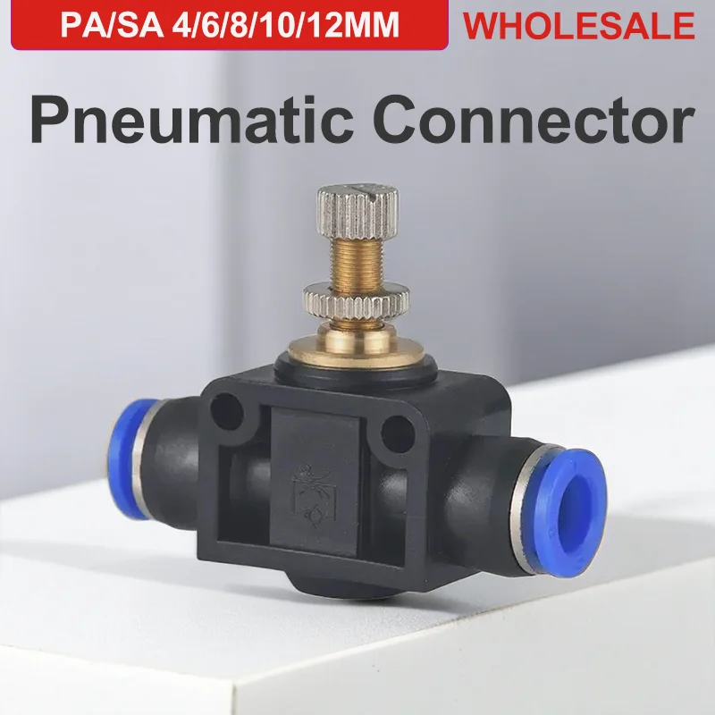 

20/50/100 PCS Free shipping throttle valve PA/SA 4-12mm Air Flow Speed Control Valve Tube Water Hose Pneumatic Push In Fittings