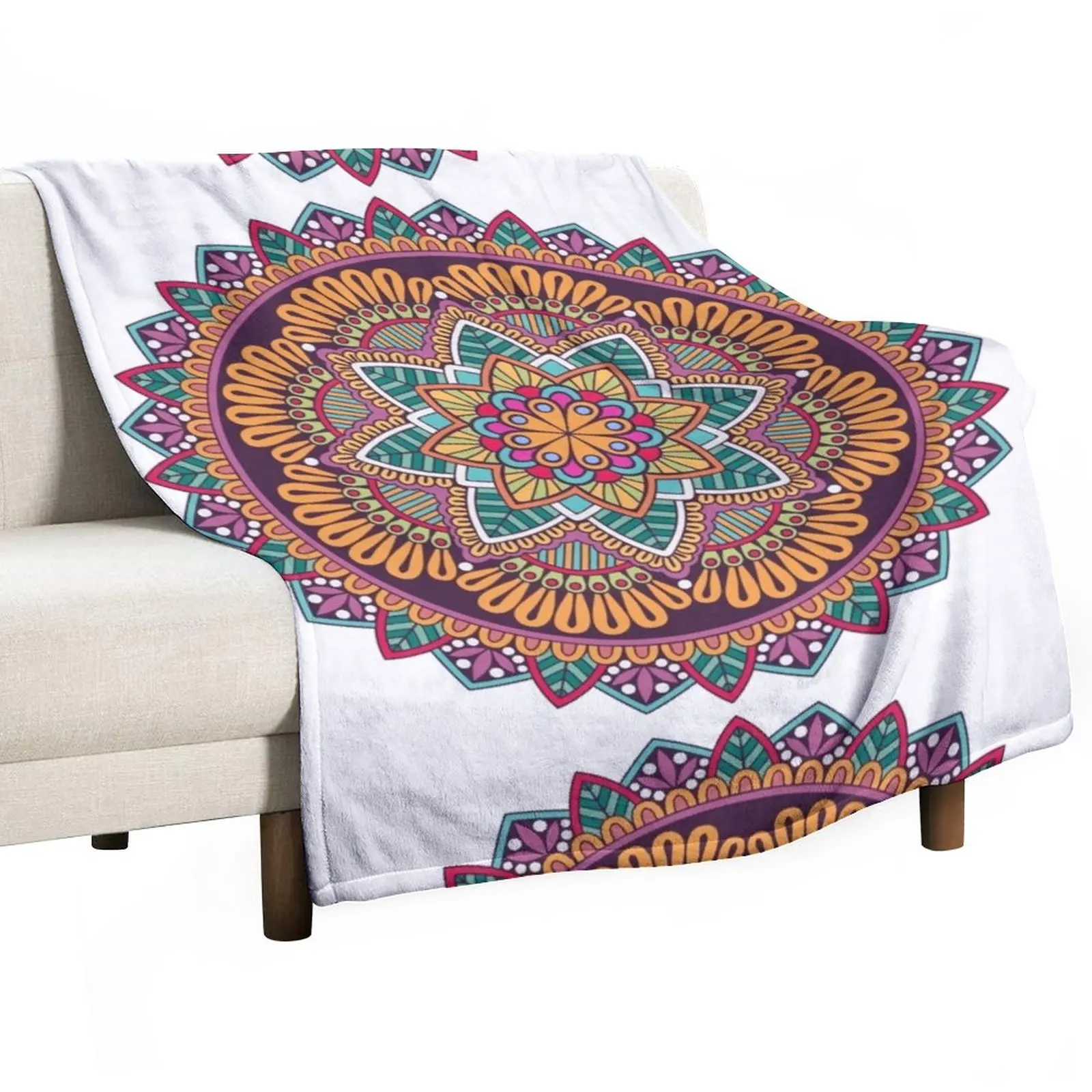 

Floral coloredmandalavintage arabic designThrow Pillow Throw Blanket Flannels Blanket For Sofa Hairy Blankets Sofa Blankets