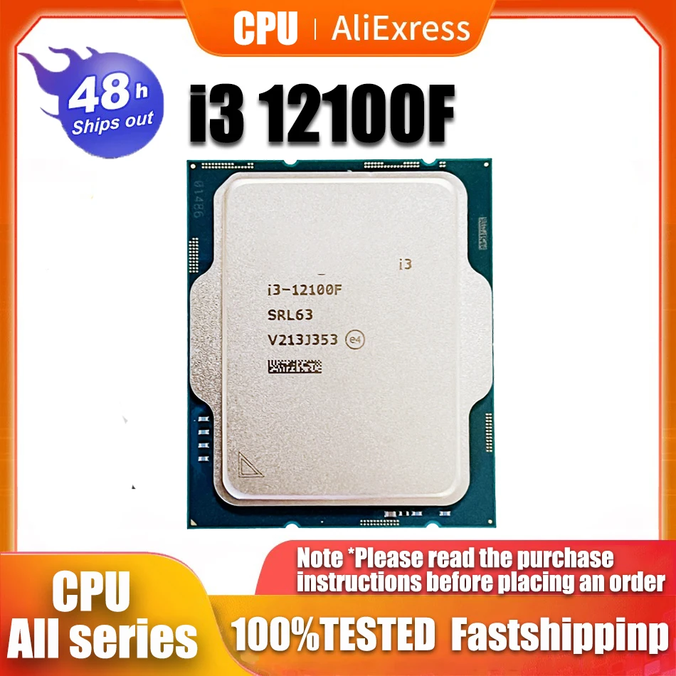 

NEW Intel Core i3 12100F 3.3 GHz 4-core 8-thread CPU processor L3 = 12M 58W LGA 1700 No Fan