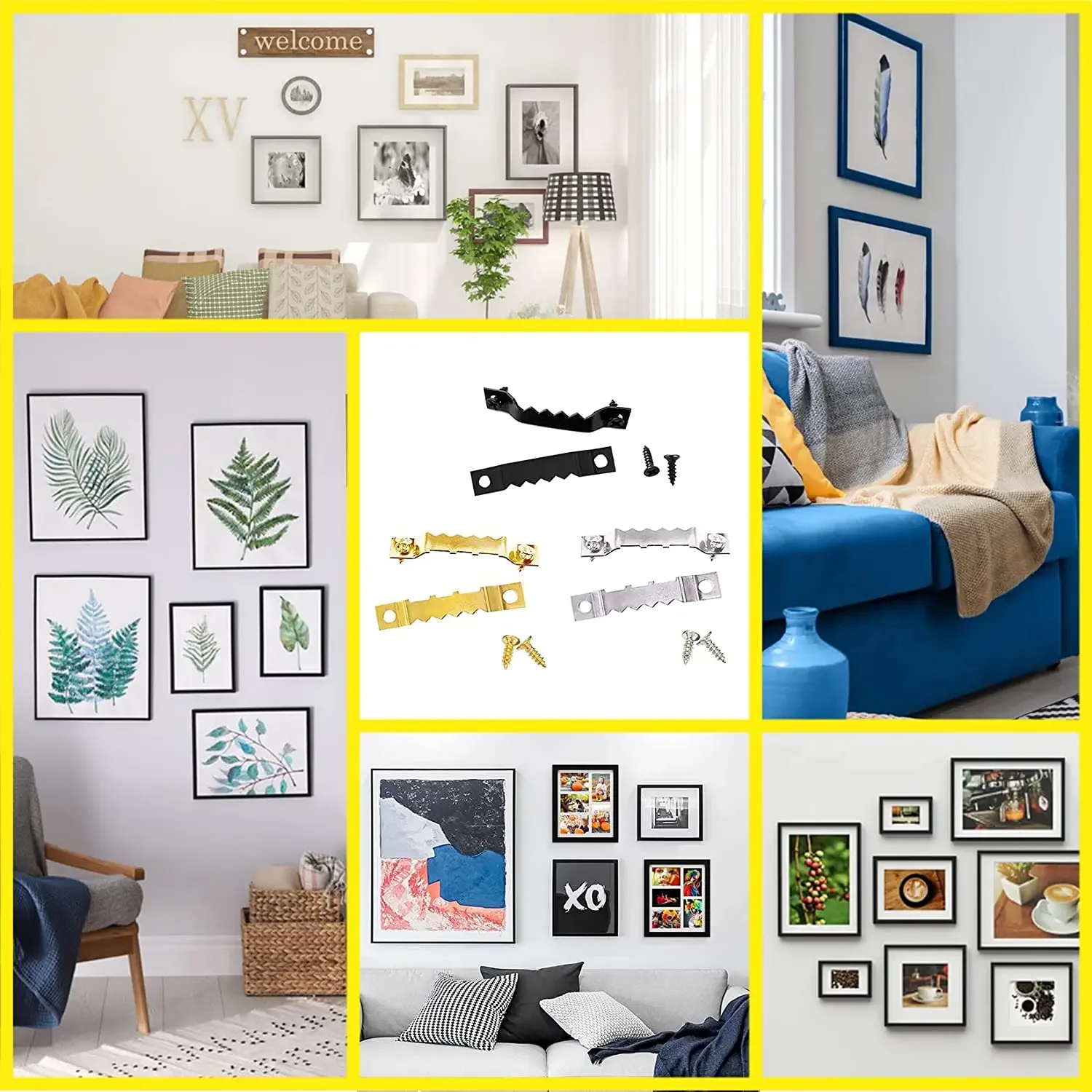 Wall Hooks 50pcs Small Sawtooth Picture Hanger Set Canvas Hanging Kit Hanging Hooks with Screw for Home Decoration Photo Painting Crafts