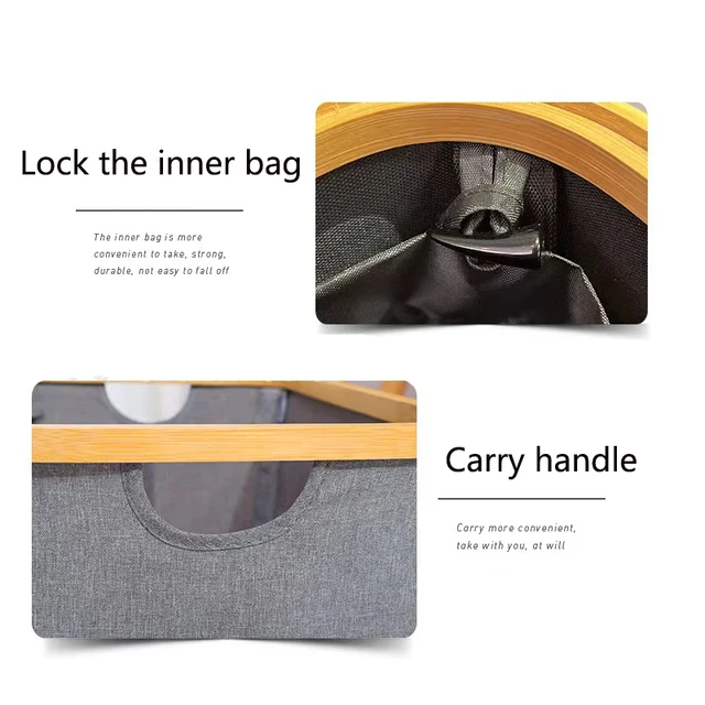 Nagy Kapacitású Mosodai Kosár Fedéllel És Fogantyúval, Összecsukható Akadályt Cserélhető Táskával - Image 6