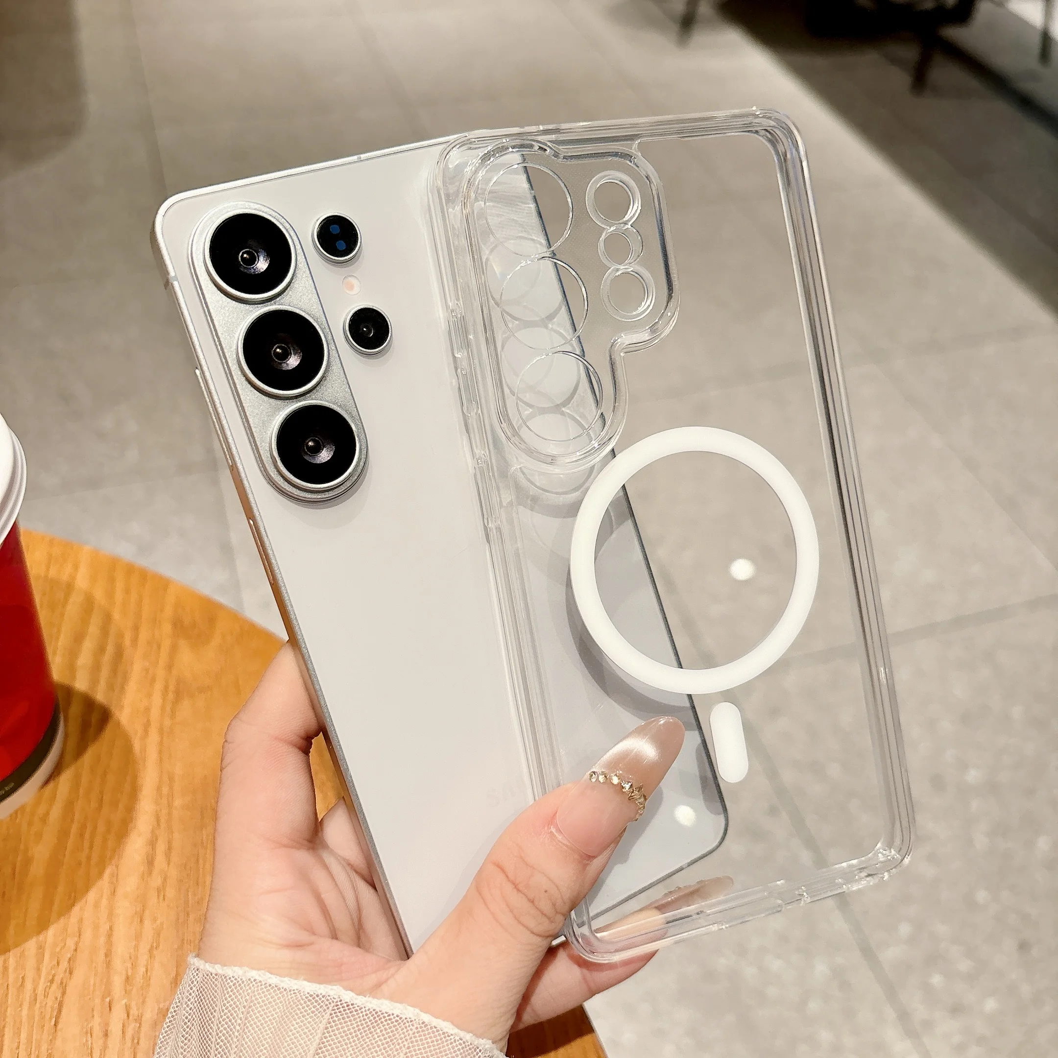 Magnetic Clear Hard Case with Wireless Charging Compatibility