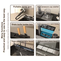 อ่างล้างจานสแตนเลสแบบน้ำตก รุ่นใหม่ ลายนูน ขนาดใหญ่พิเศษ ช่องเดียว ดีไซน์ทันสมัย พร้อมหน้าจอดิจิตอล อเนกประสงค์ 3