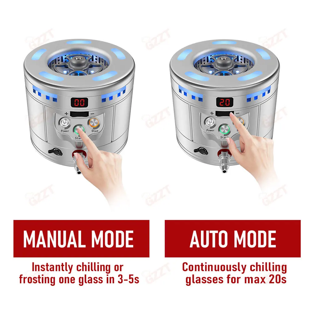 GZZT 2 in 1 Dry Ice Maker and Bar Glass Cup Chiller Dry Ice Making Machine Frost Forming Machine Commercial for Restaurant Bar 6