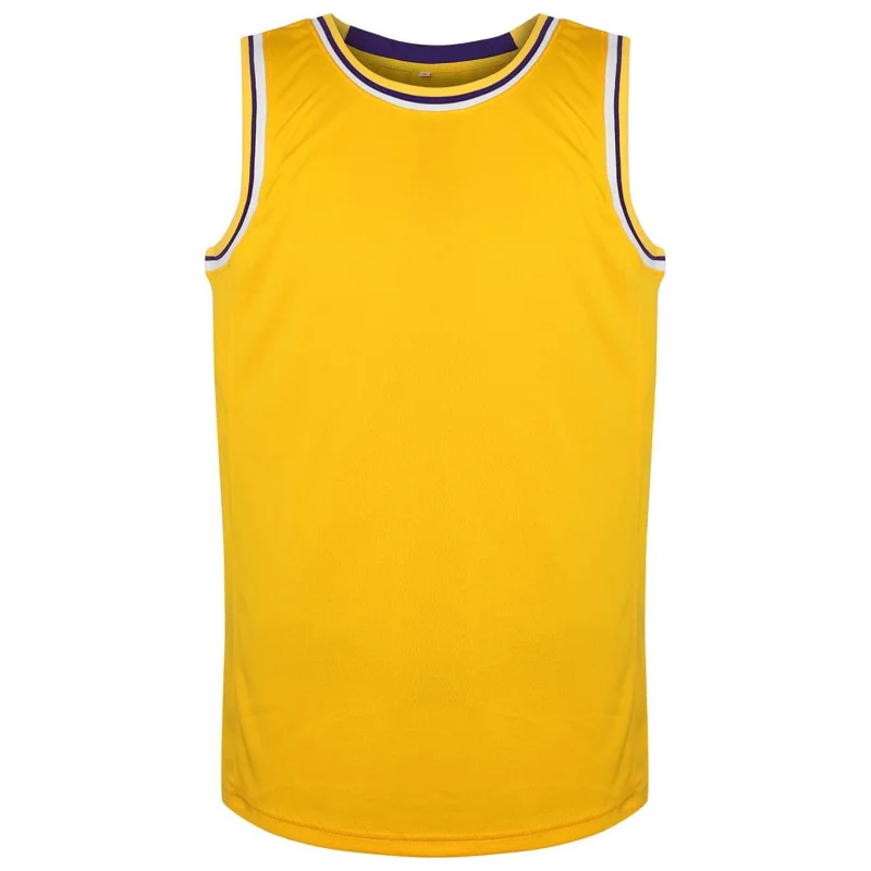 Summer Men Basketball Jersey Quick Drying Basketball Shirt Breathable Sleeeveless Jersey Training Vest Yellow Singlet