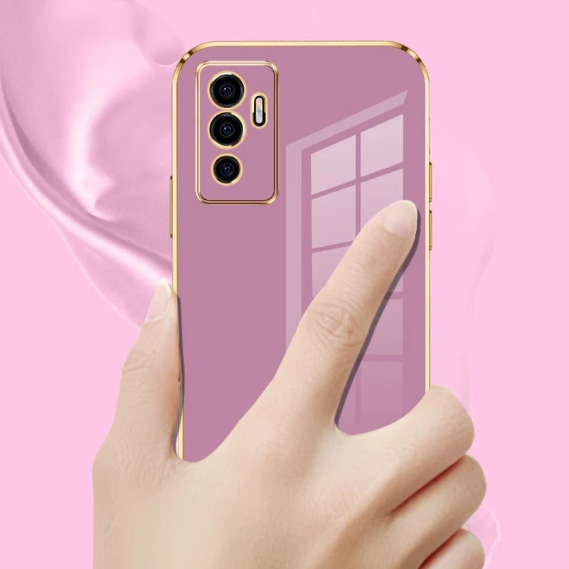 Luxury Square Plating Shockproof Phone Case - Elegant and Durable Design