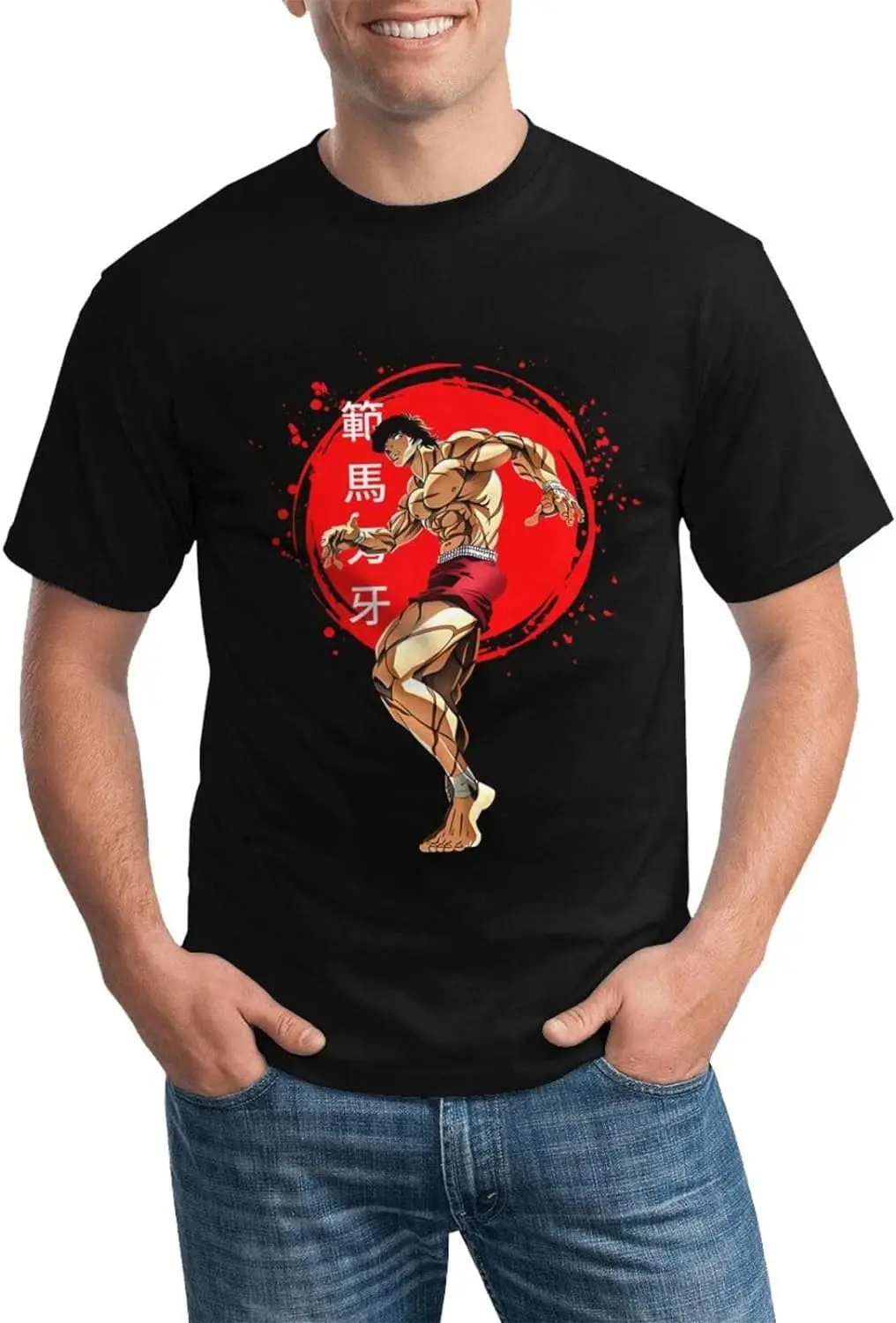 

Baki Anime The Grappler Shirt Men's Personalised Short Sleeve T Shirt Fashion Graphic Tees Cool Casual Tops Black