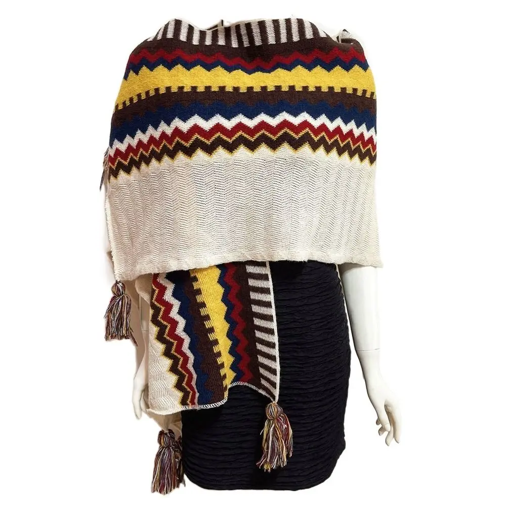

Bandana Ethnic Style Cape Warm Thick Blanket Neck Wrap Scarf Accessories Tassel Stoles Bohemia Scarf Women Scarf Women Shawl