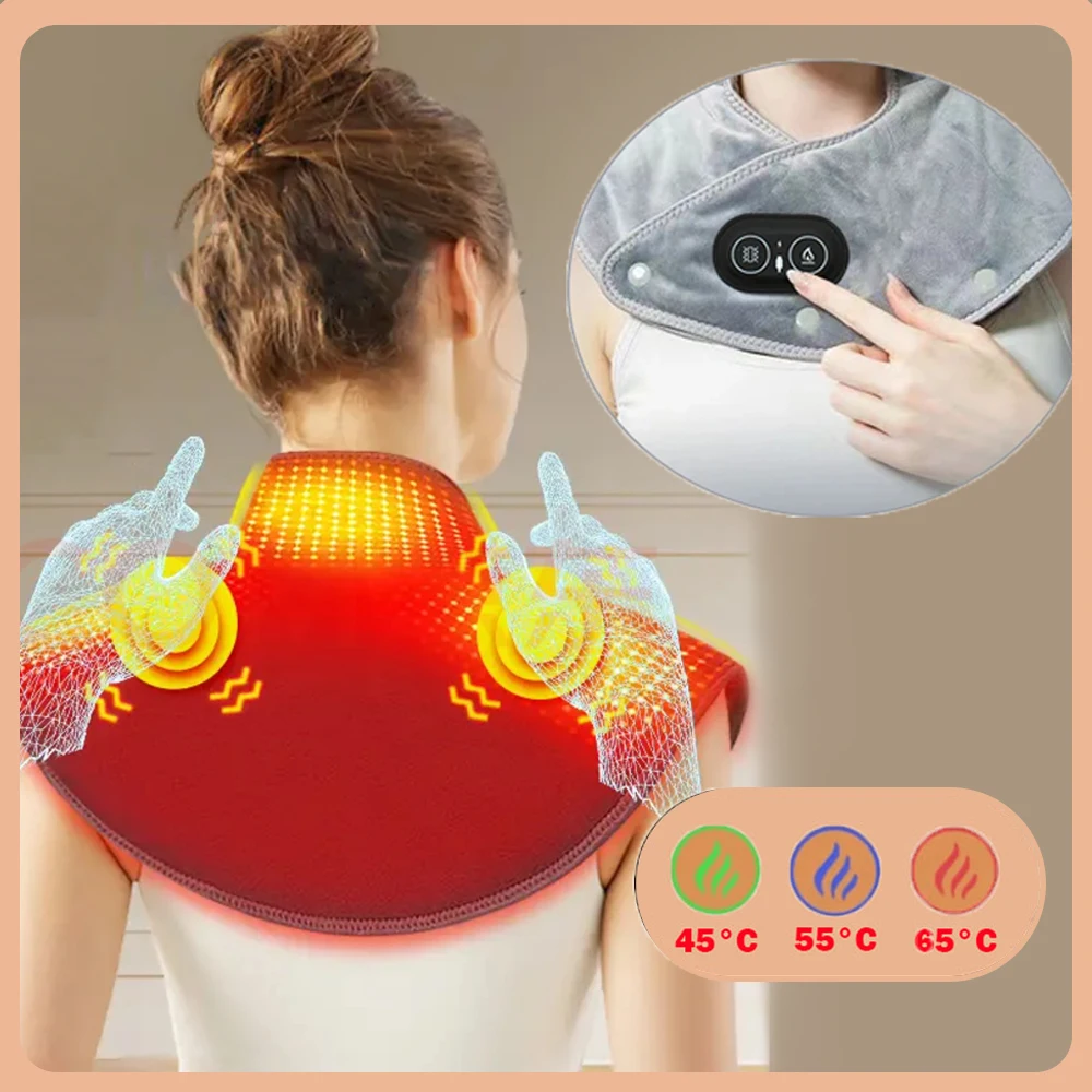 Electric Back Massager USB Cervical Brace Hot Compress Relax Shoulder Neck Pad 3 Level Constant Temp Winter Anti-cold Heat Shawl