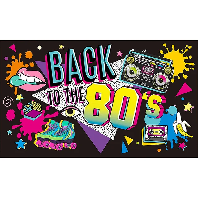 80'S Happy Birthday Party Backdrop Wall Decor Poster Back To The 80S Theme  Table Banner Hip Hop Photography Background Photo - Backgrounds - Aliexpress