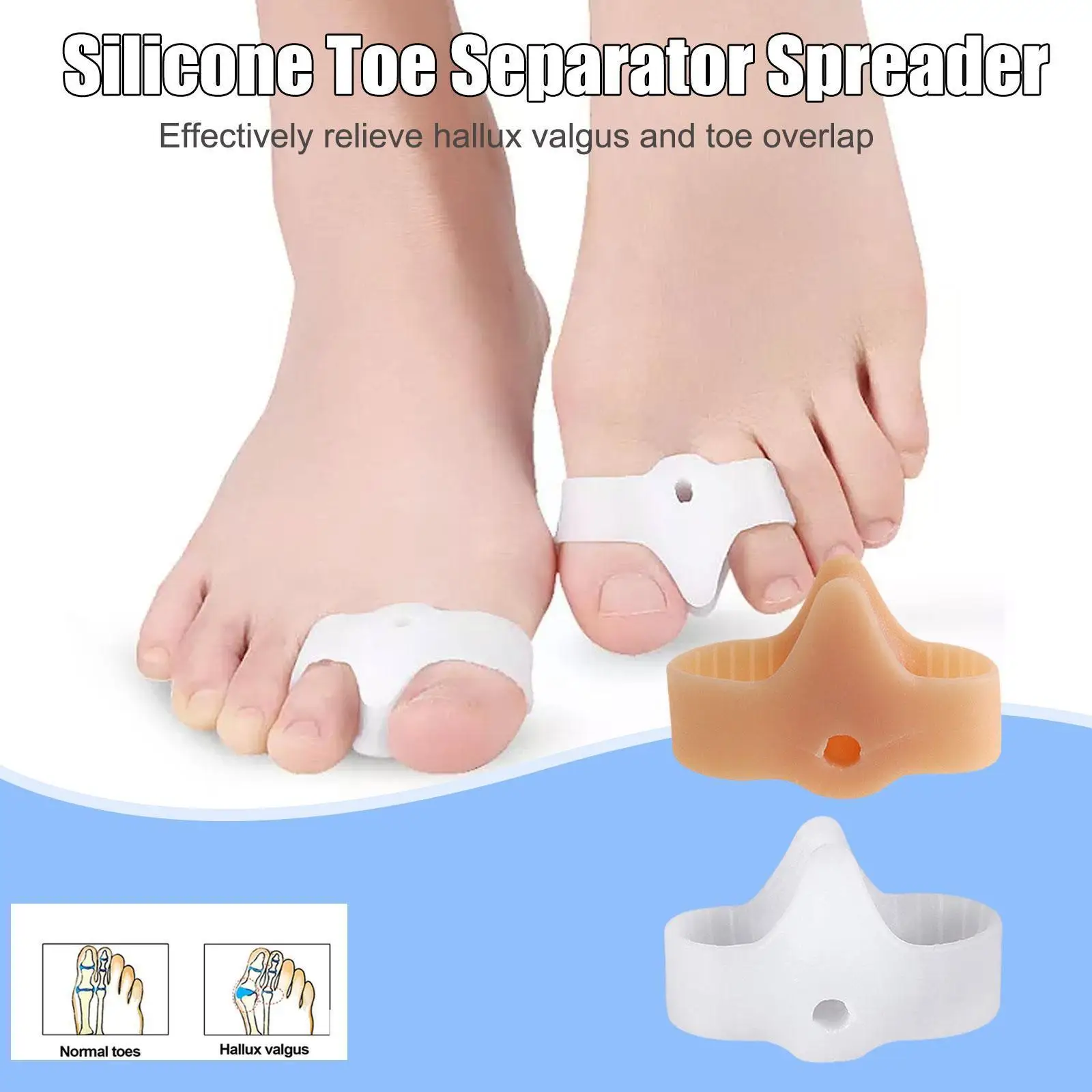 

1 Pair Silicone Toe Separator Spreader Thumb Finger Correction Hallux Foot Straightener Valgus Tool Care Bunion Corrector K7B4