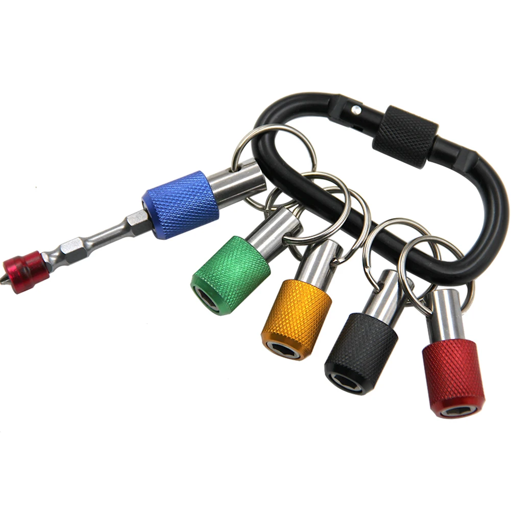 

5PCS 1/4inch Hex Shank Screwdriver Bits Holder Keyring Extension Bar Keychain Screw Adapter Drill Change Hand-held Screwdrivers