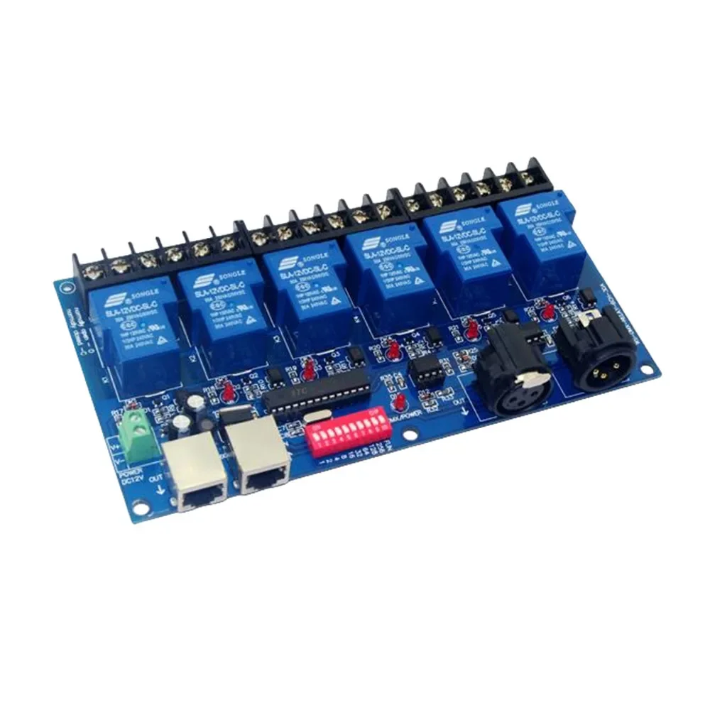 

DMX-RELAY-6CH-30A 6 channe DMX relay decoder Dmx512 Controller DC 12V 6way relay switch 30A*6CH led light controller