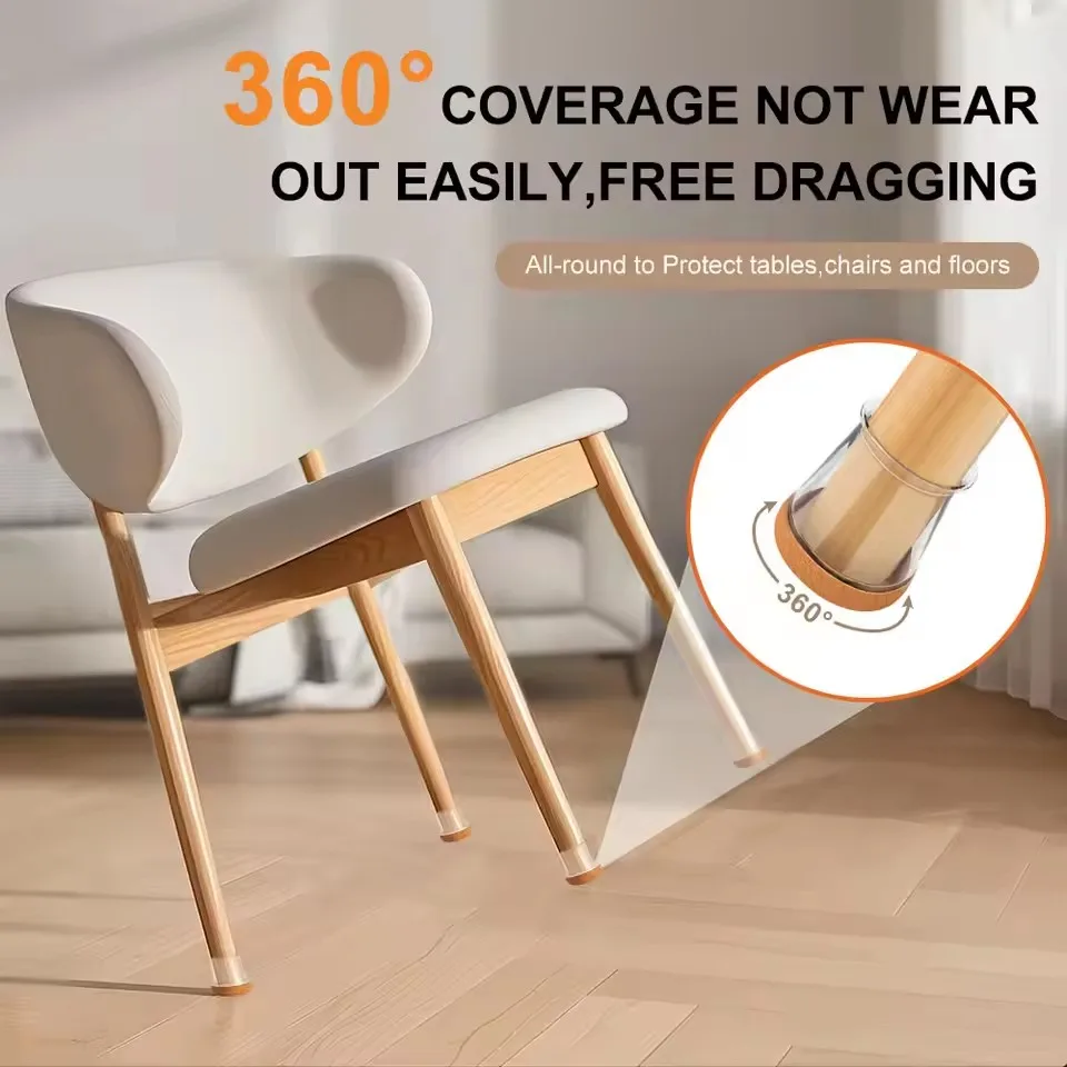 Silicone Chair Leg Floor Protectors - Set of 8, Noise-Reducing and Floor-Safe Covers