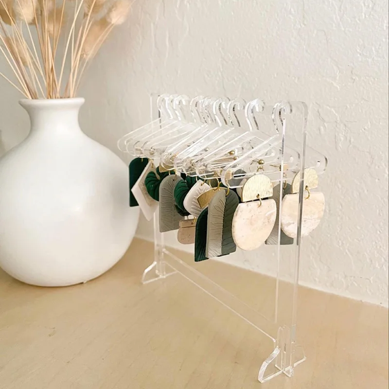 Handmade Polymer Clay Soft Pottery Earrings Stand Organizer Acrylic Hanger Shape Tabletop Jewelry Display Holder Earring