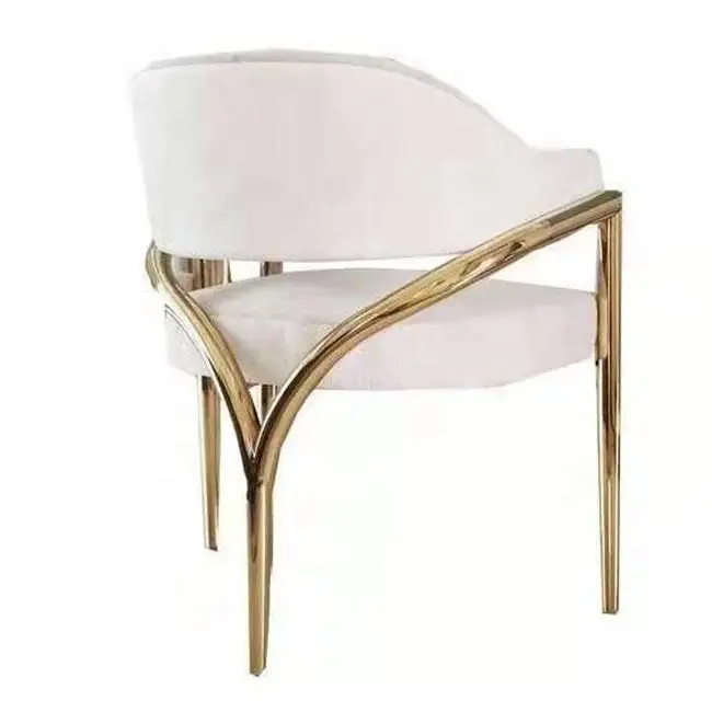 Modern design italian wedding furniture metal gold white velvet dining chair