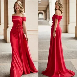 Prom Dress Evening Saudi Arabia Jersey Flower Draped Wedding Party A-line Off-the-shoulder Bespoke Occasion Gown Long Dresses