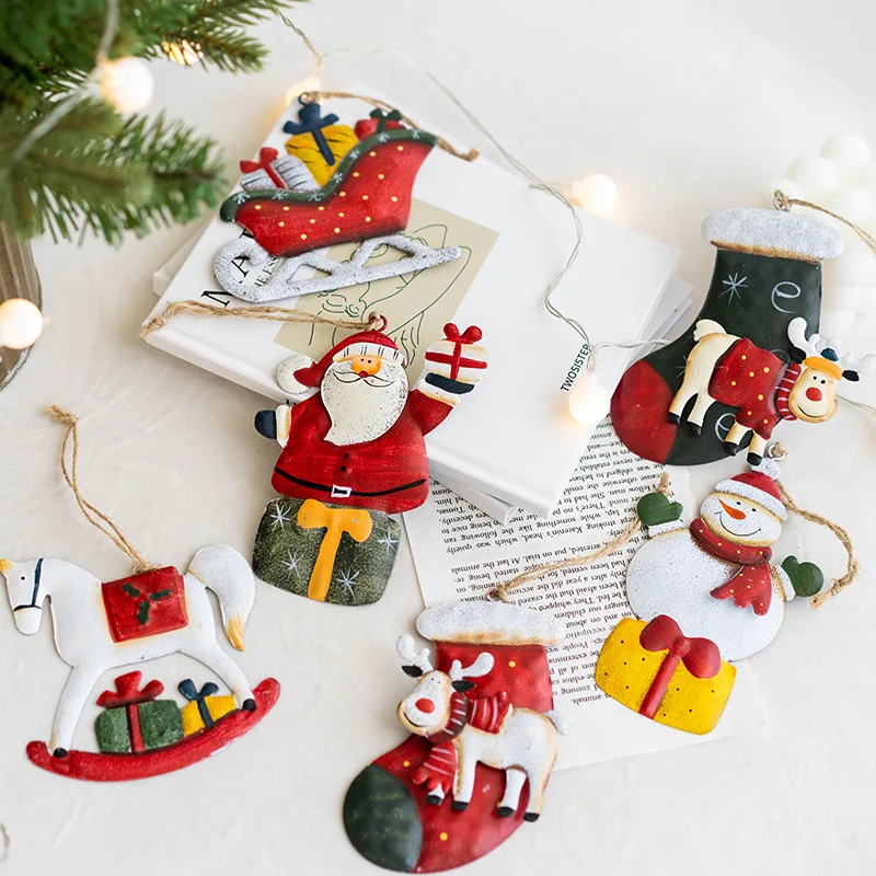 Natale In Ferro Battuto Vecchio Pupazzo Di Neve Alce Slitta Ciondolo Albero Di Natale Decorazione Ciondolo Decorazioni Per Esterni Arbol Navidad