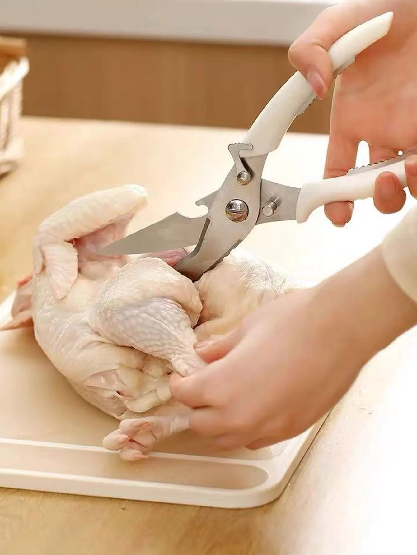Ciseaux de cuisine pour os de poulet, acier inoxydable solide, multifonctionnels, pour barbecue, coupe de poisson, coupe d'os, coupe de légumes, ciseaux spécifiques aux aliments, 1 pièce
