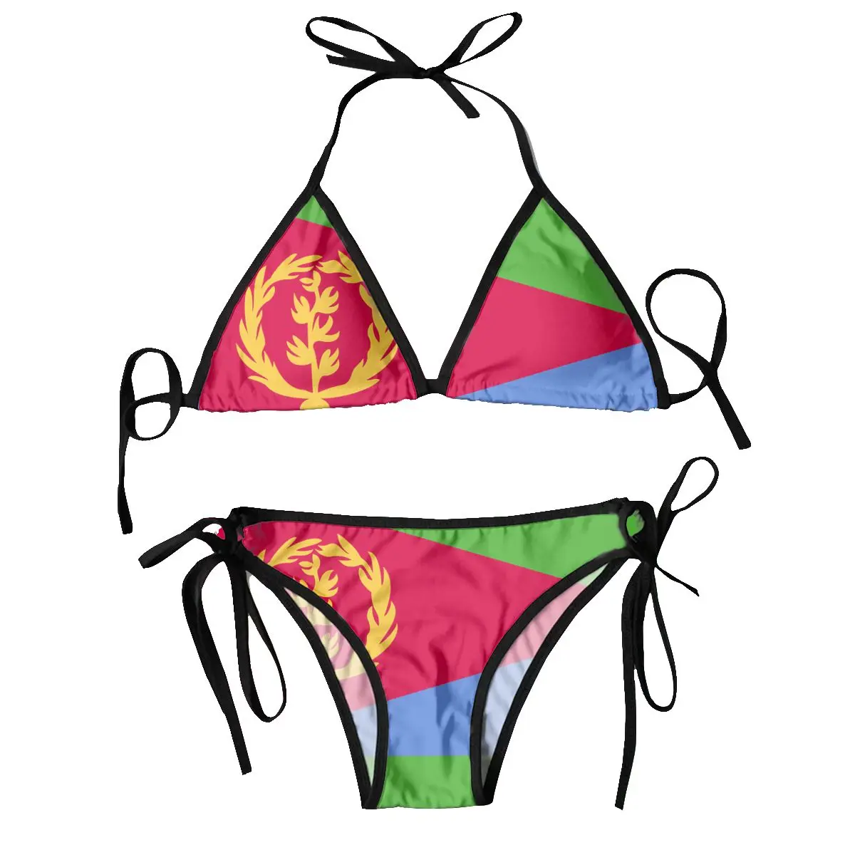 

Women Sexy Bikini Set Bra Halter Thong Swimsuit Beachwear Bathing Eritrea Flag