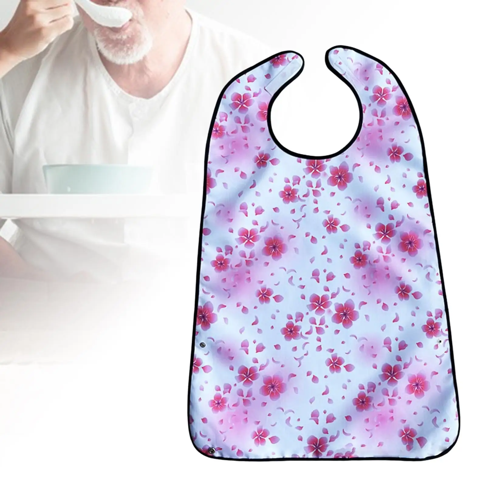 Waterproof Adult Bibs Adjustable Neck Feeding Protector Washable Polyester for Seniors Home Use