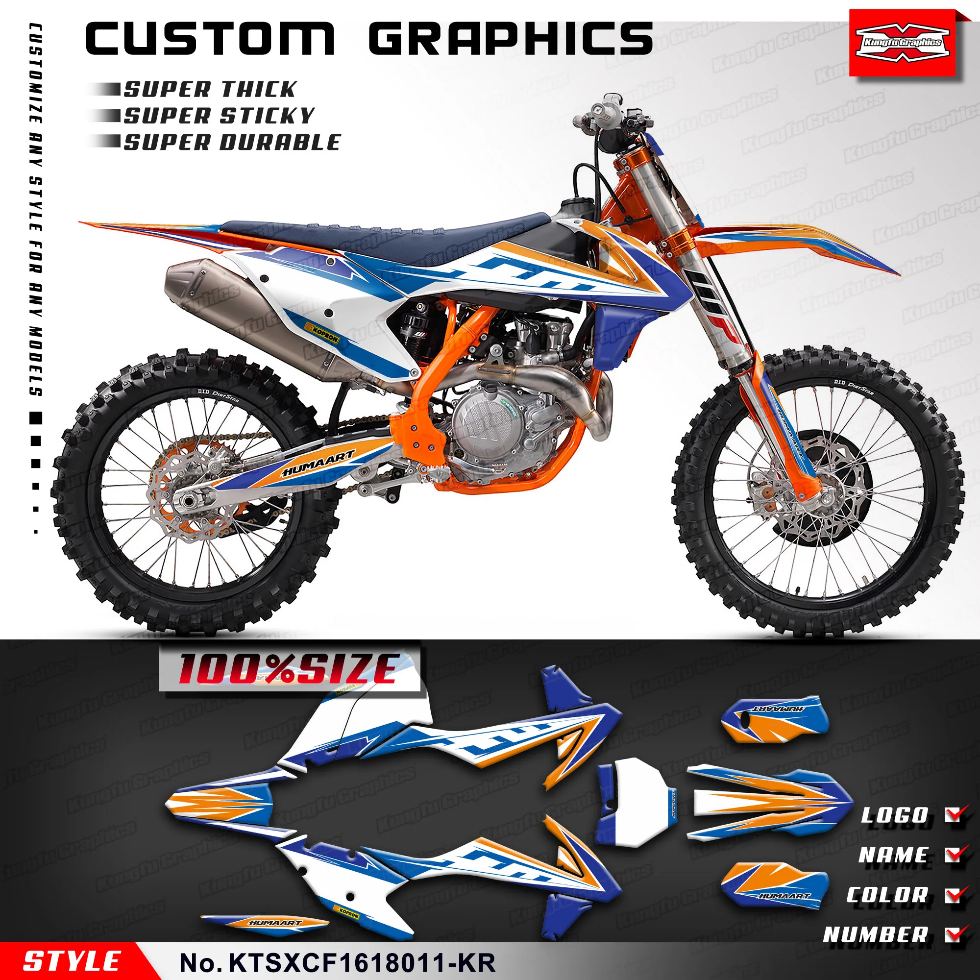 

KUNGFU GRAPHICS Motocross Stickers Kit for KTM 125 150 250 350 450 SX SXF SX-F XC XCF XC-F 2016 2017 2018 KTSXCF1618011-KR