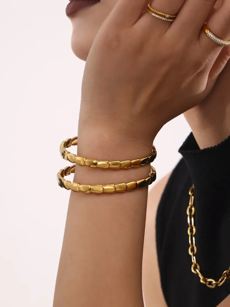 Simple Stainless Steel Bracelets Bangle For Women 18k Gold PVD Plated Women's Gold Silver Color Cuff Bracelet Bangles Jewelry 4