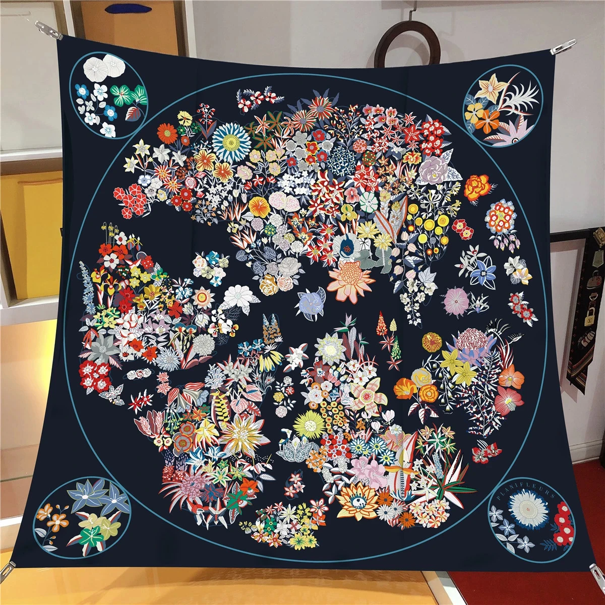 90*90CM Brand Silk Scarves Colour Horse 100% Twill Silk Scarf Women Shawls Luxury Design Hijab Scarf Fashion Square Scarves 2