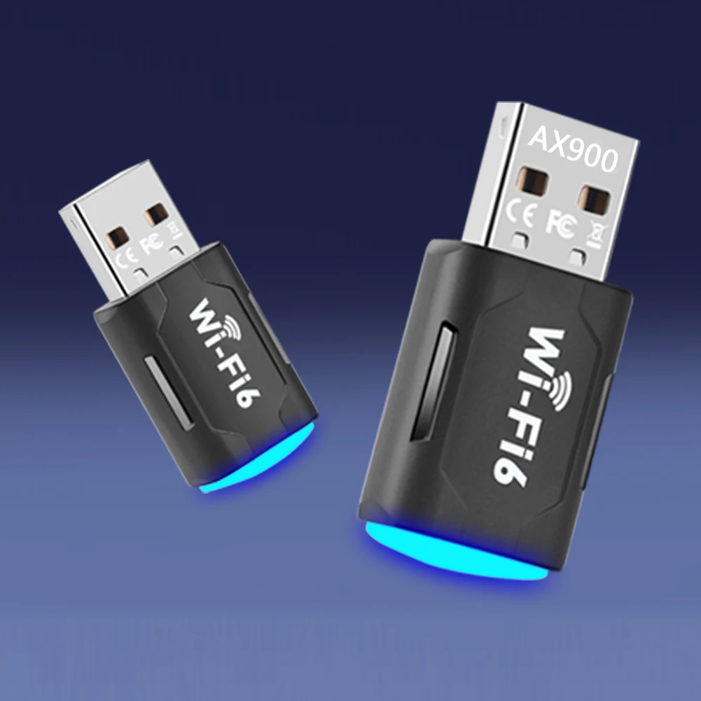 WiFi6 스마트 네트워크 카드 900Mbps 드라이버가 필요 없는 무선 네트워크 카드 PC 컴퓨터용 2.4G&5GHz WiFi 6 USB 어댑터