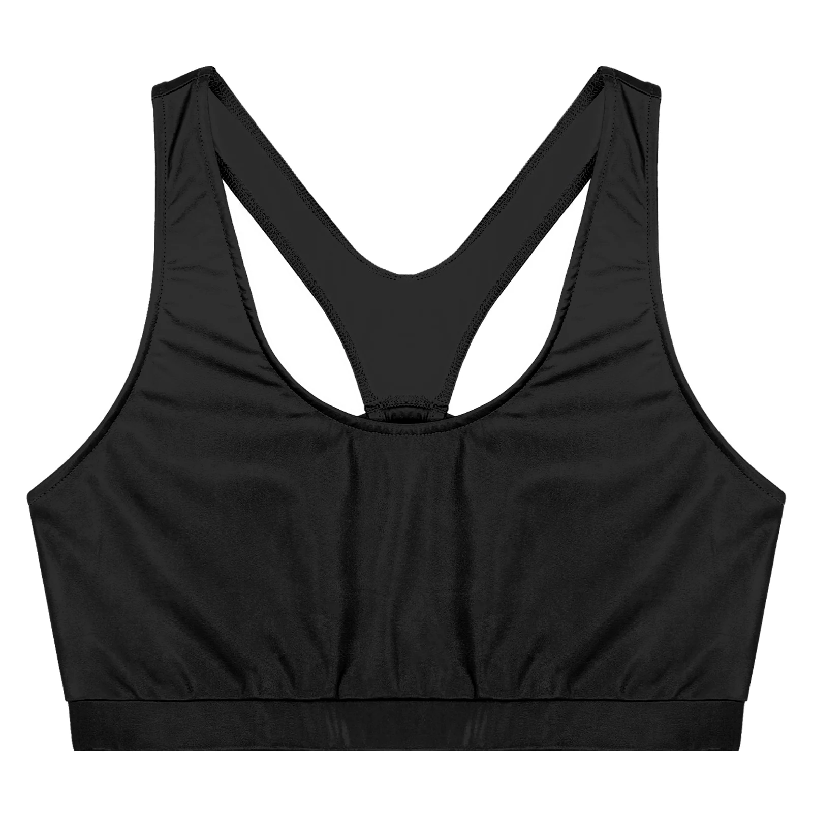 

Women Sleeveless Strappy Cutout Back Crop Top Metallic Shiny Gym Yoga Vest Sports Tank Top Raves Pole Dance Top Sexy Clubwear