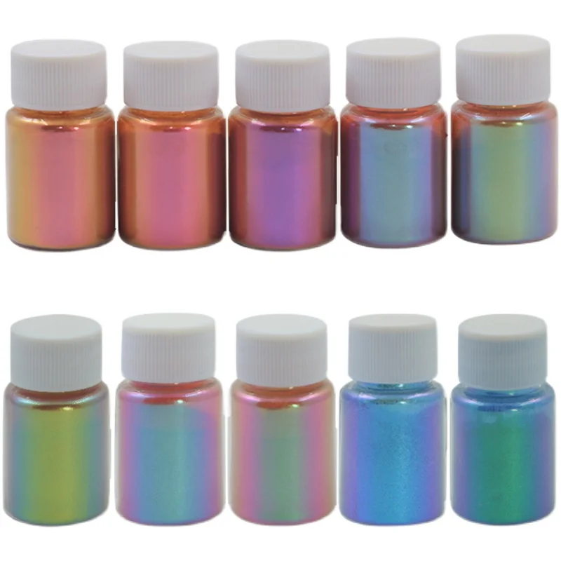 Colorshift Chameleon or Holographic Pigment for Nail Art Chameleon Mica Powder 10 Jar Pigment Powder Color Shift Mica nail pigment
