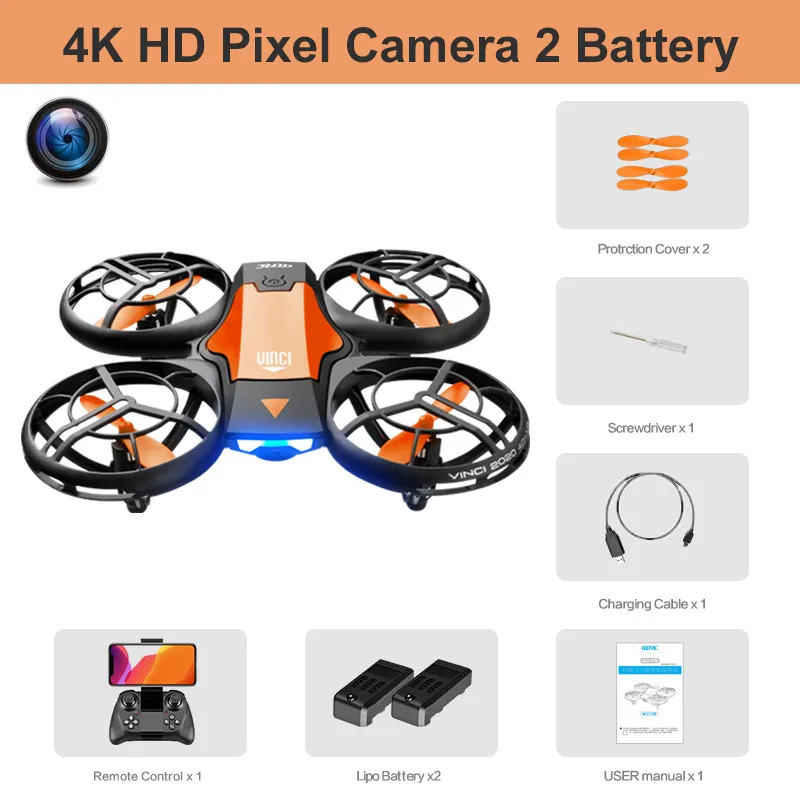 thumbnail image 1 of V8 Nuevo Mini Drone 4k Profesional HD 1080P Cámara Gran Angular WiFi FPV RC Drone Altura Mantener Drones Helicóptero Niños Juguetes 4DRC, 1 of 5
