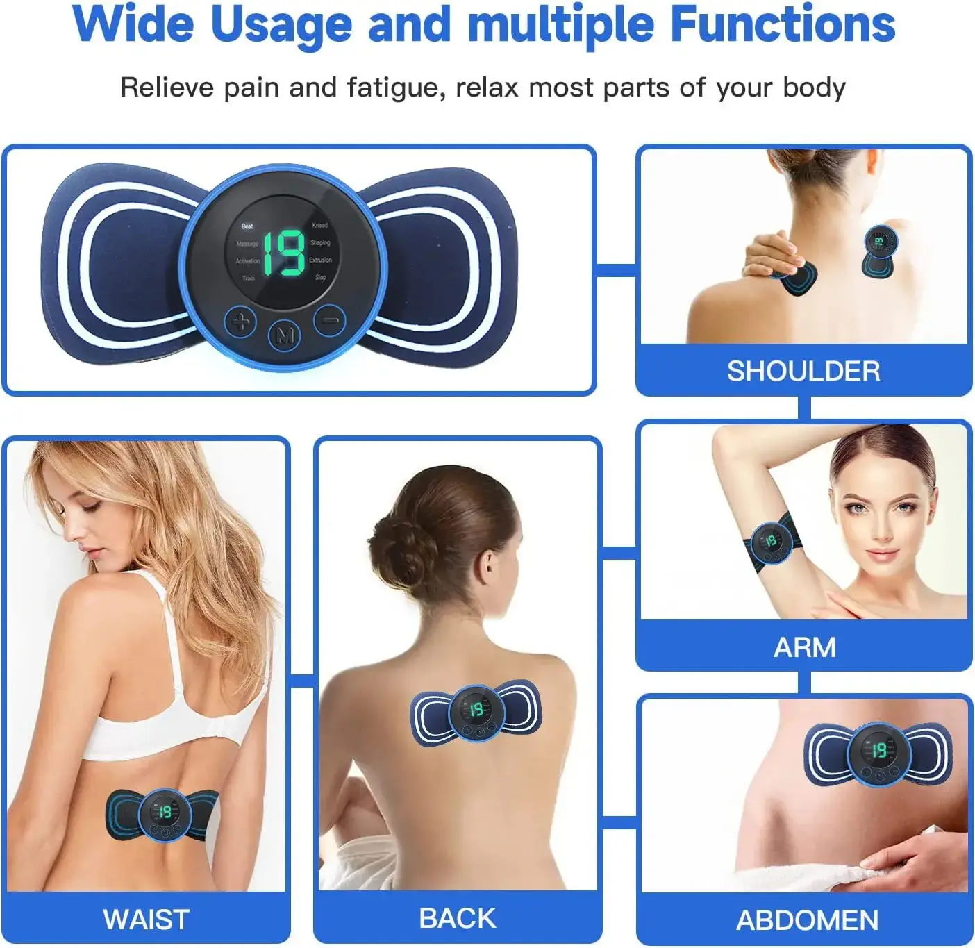 EMS Electric Foot Massager Pad Pulse Massage Patch Relief Pain Relax Feet Neck Back Acupoints Massage Improve Blood Circulation 6