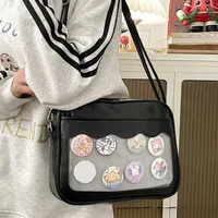 Japanese Harajuku Ita Bag for Women PU Transparent Pocket Itabag High School Girls Uniform JK Crossbody Shoulder Bag Handbags - Image 3