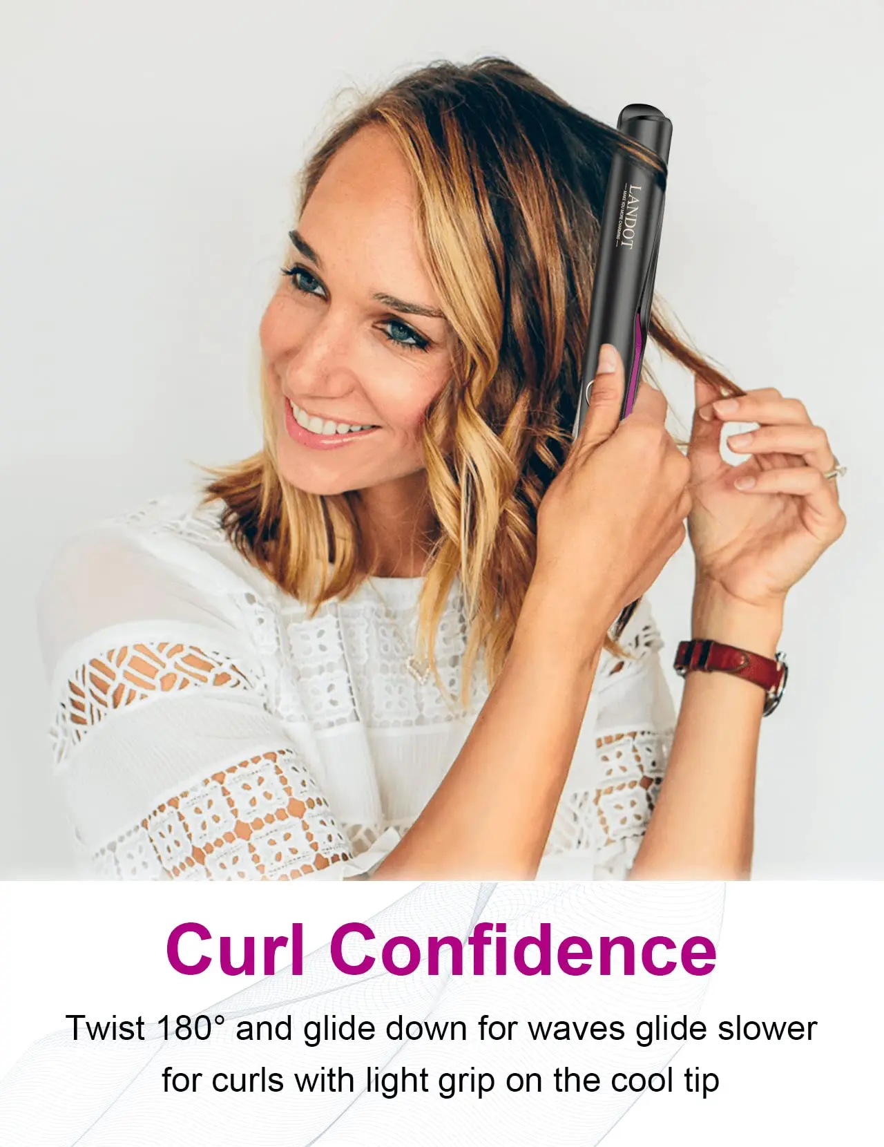 Landot Straightening Curling Iron Combo for Curl Wave Straighten Women Hair-1 Inch Dual Voltage HS168 landot