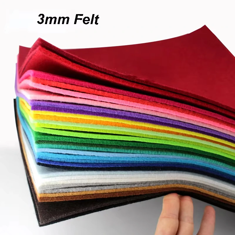 Polyester Felt Fabric, 3mm Thick, 30x30cm, for DIY Crafts & Home Decor