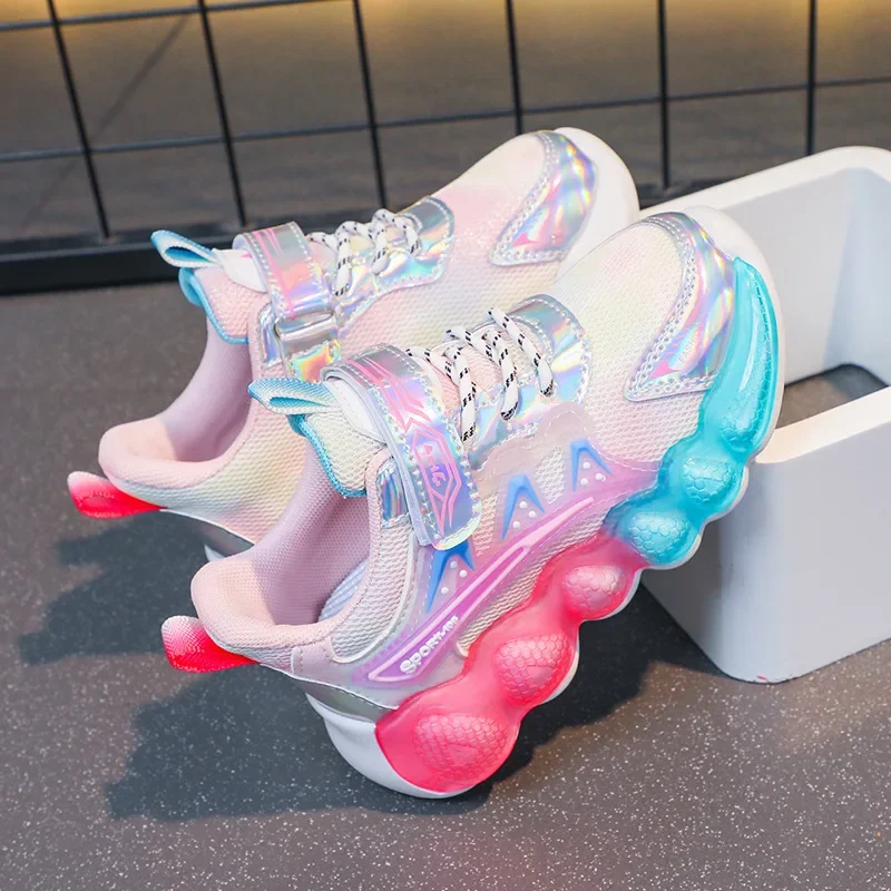 

Детская спортивная обувь для девочек, сетчатые дышащие кроссовки, легкая обувь для бега на мягкой подошве, лето