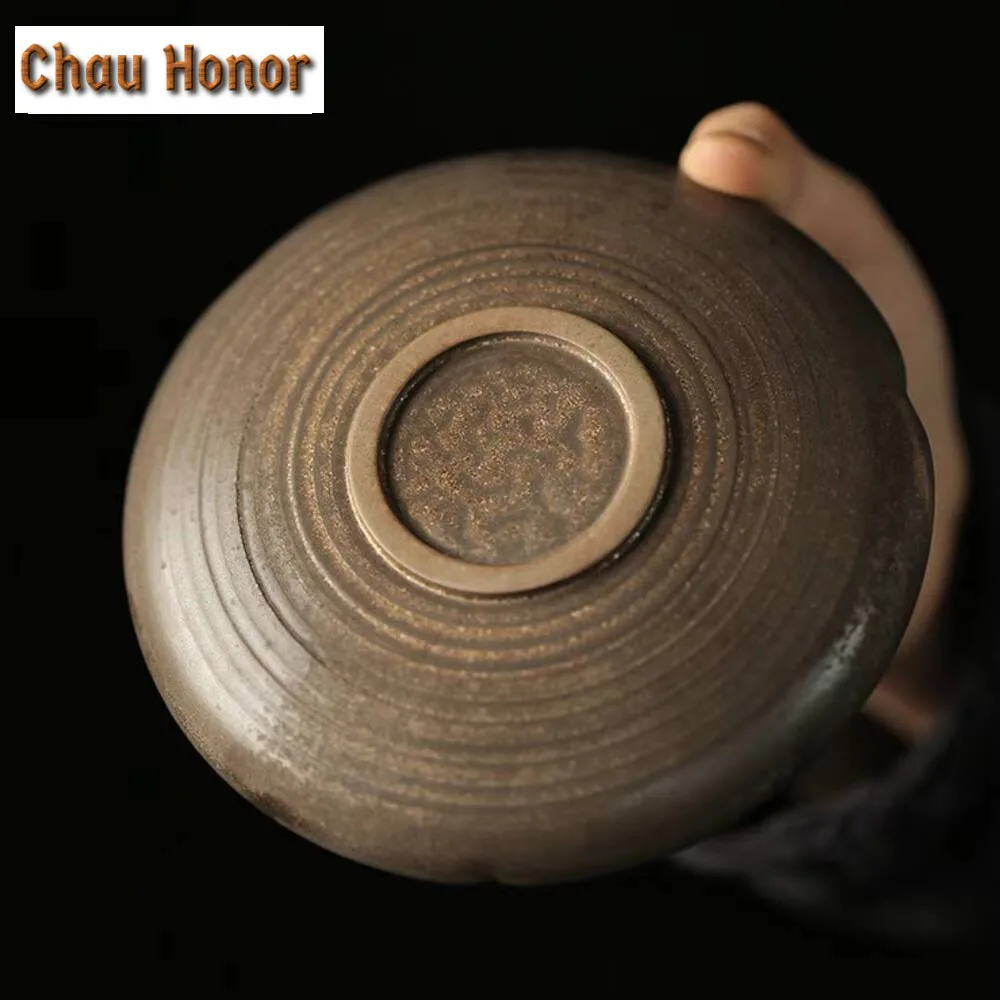 Handmade Iron Rust Glazed Coasters Retro Coarse Pottery For Coffee Cups Holder Heat Insulation Placemats Tea Ceremony Ornaments