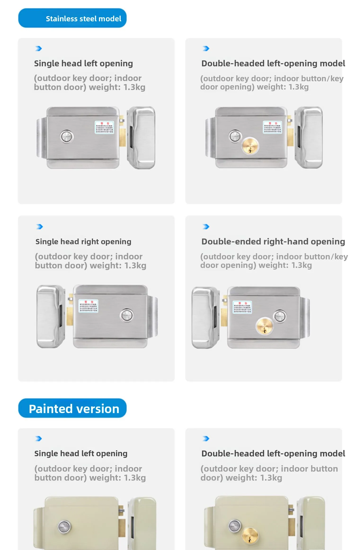 stainless steel baking paint electric control lock single and double head commun