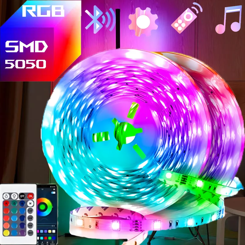 

LED Strip Lights 5050 RGB Bluetooth APP IR Remote Control 1M 2M 3M 4M 5M 10M 15M 20M USB Backlight For Wall Festival Deco