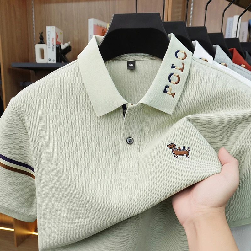 Designer-Marke 100% Baumwolle Kurzarm-Poloshirt Herren Luxus Sommer Neu Welpen-Buchstaben-Stickerei Koreanischer Stil Mode T-Shirt