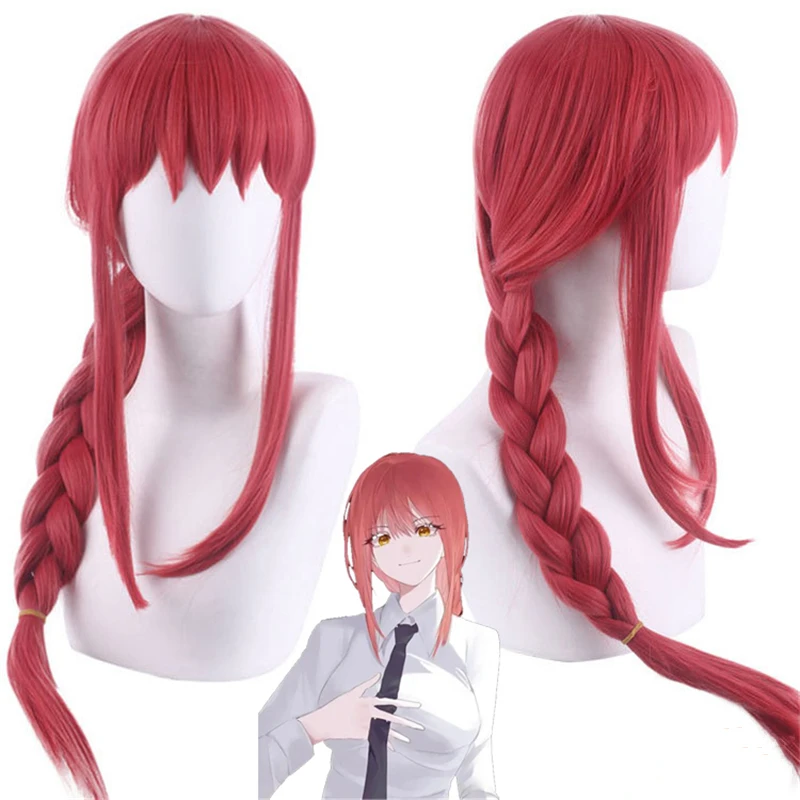 

Japan Anime Chainsaw Man Wig Makima Red Head Braid Sexy Hair Cosplay Wig Long Rose Cosplay Halloween Hair Synthesis 75Cm