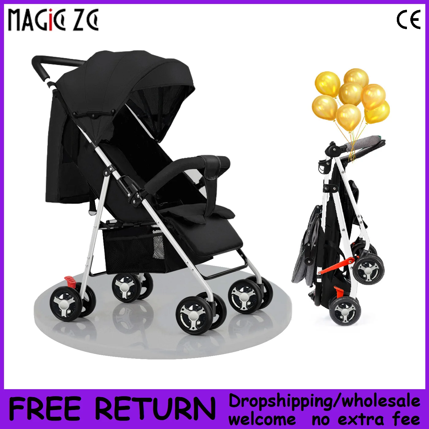 Poussette bébé 4 en 1, chariot léger, poussette légère, poussette bébé à quatre roues, landau bébé