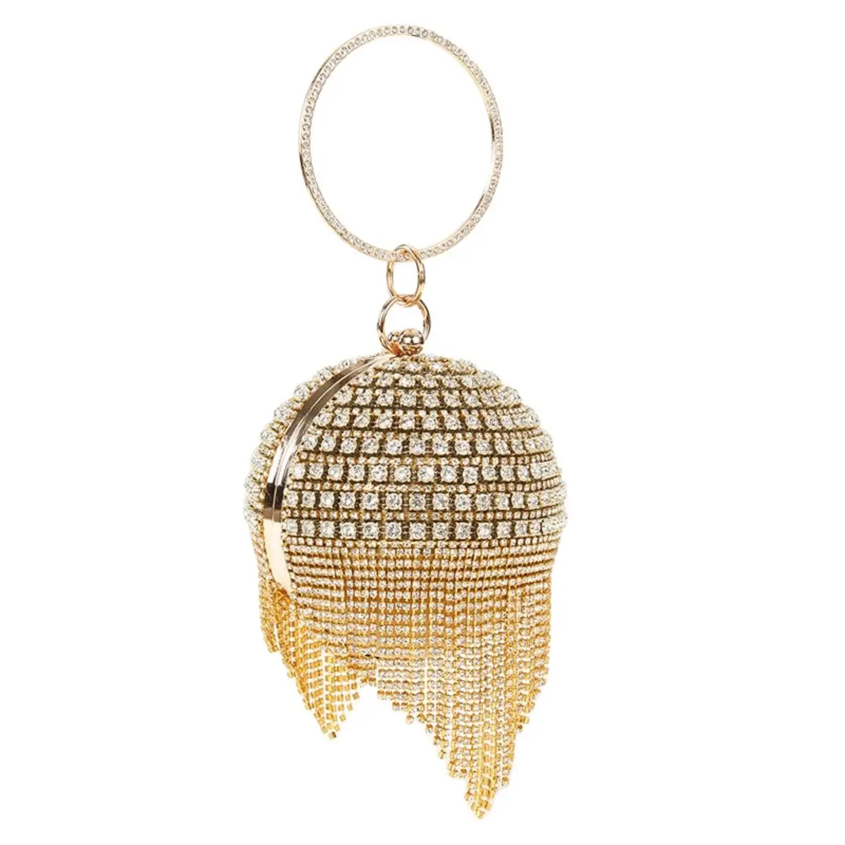 

Shining Handbag Golden Sliver Shoulder Bag Metal Chian Strap Removable Crossbody Bag Banquet Party Show Bag Rhinestone Made
