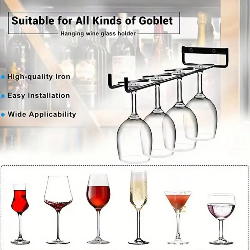 Wine Glass Hanging Rack with Screws Wall Mount Wine Glass Holder Hanger Storage for Bar Kitchen Wine Glass Rack Mug Hanger 2