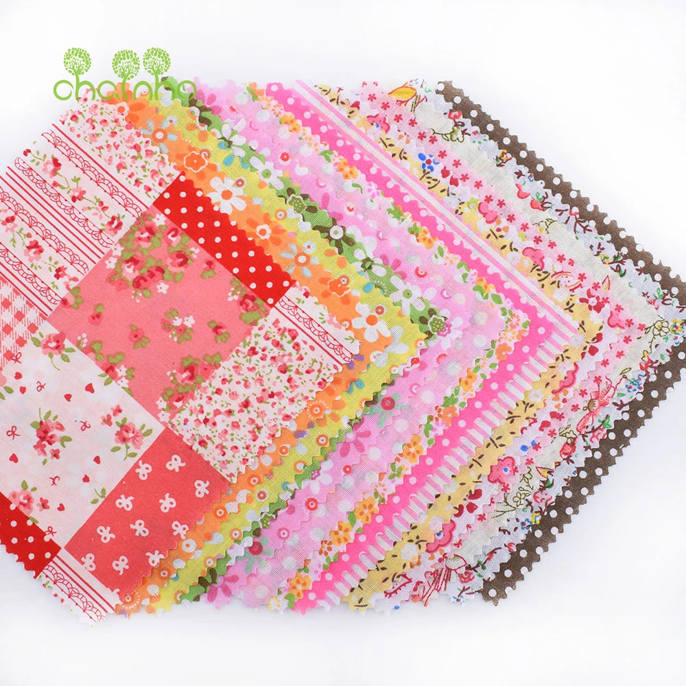 Chainho,Thin Plain Weave Cotton Fabric,Low Density,Rag,DIY Sewing Quilting Material,Random Classic Squares Cloth,12x12cm,BC02