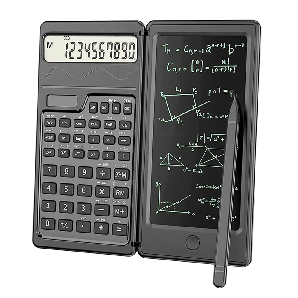 Calculators with 6 Inch Erasable LCD Writing Tablet Solar Battery Dual Powered Ultra-thin Desk Calculator School Office Supplies 6
