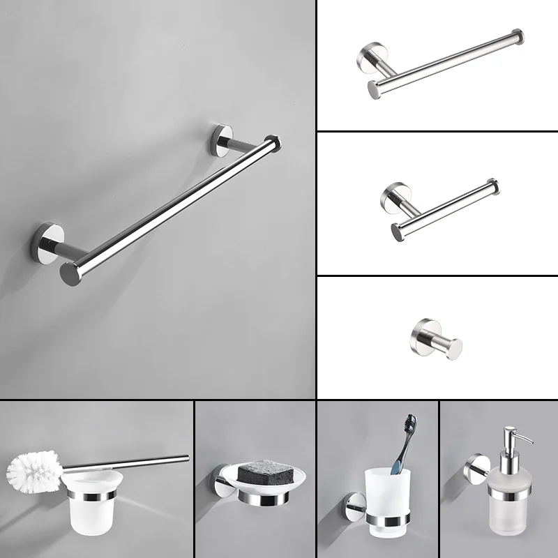 Chrome Wall Mounted Dual Function Towel Ring Toilet Paper Holder Towel Bar Stainless Steel Bathroom Hardware Accessories