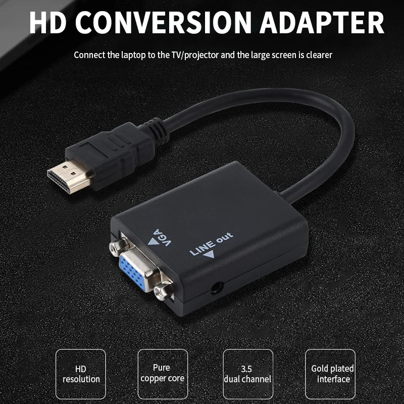 Hdmi Male To Female Vga Computer Player Advertising Settop Box To Tv Projector Monitor Adapter