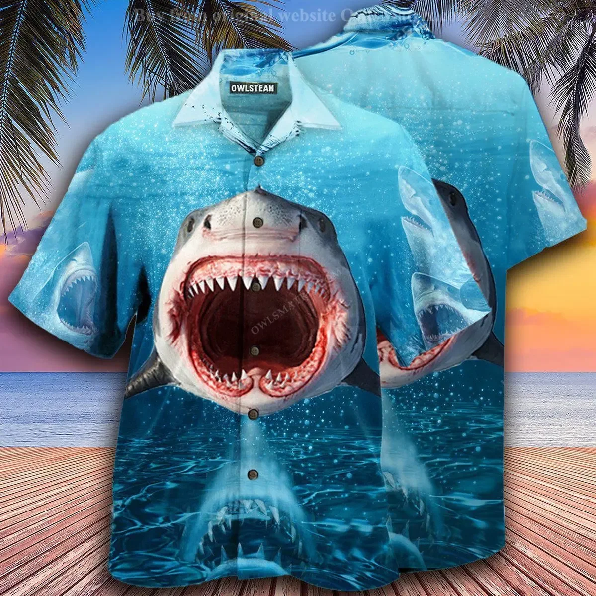 Stampa 3D Camicie Estive Uomo Squalo Modello Animale Camicie Uomo Street Beach Party Abbigliamento Manica Corta Top Camicie Da Uomo